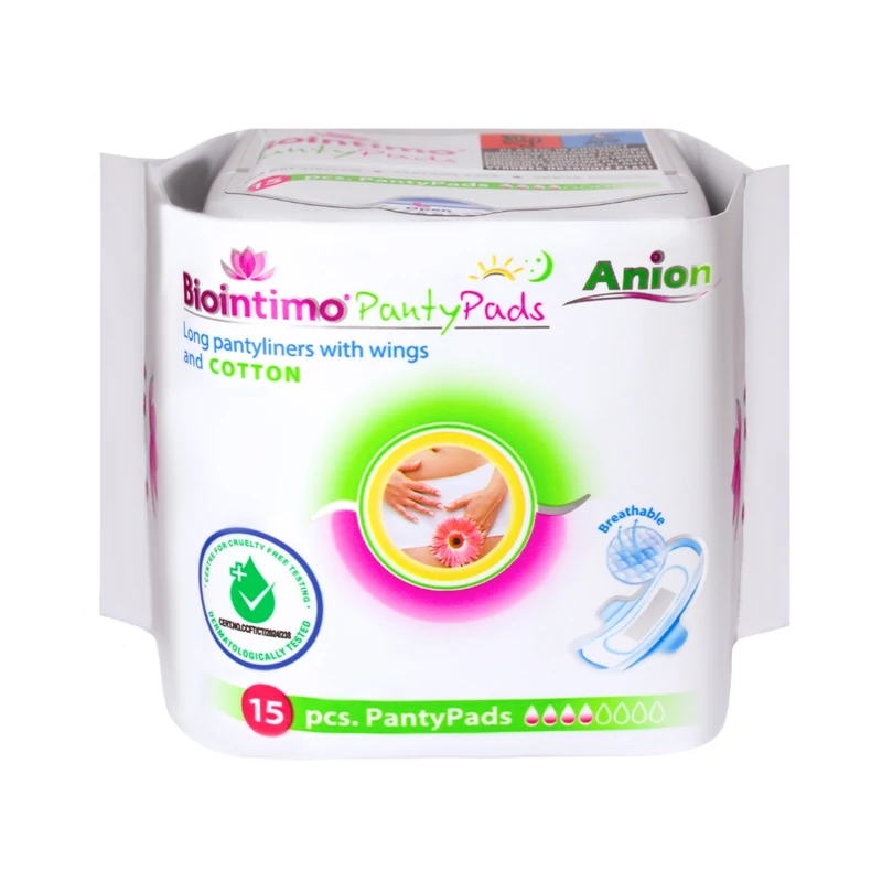 Biointimo ANION PANTY PADS hosszított, szárnyas tisztasági betét 15db