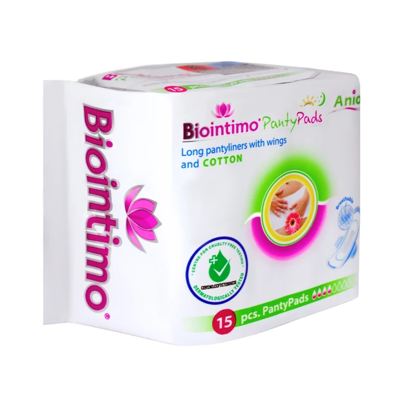 Biointimo ANION PANTY PADS hosszított, szárnyas tisztasági betét 15db
